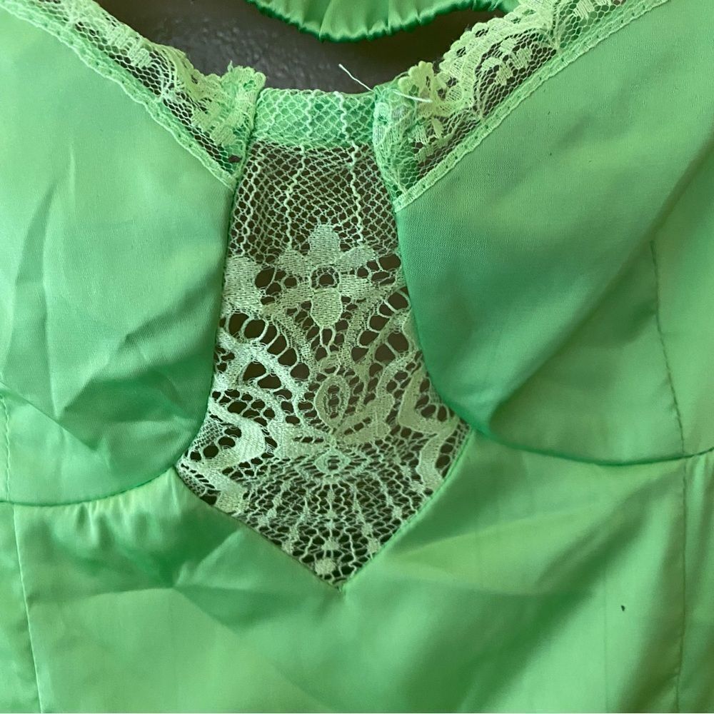 NWT Superdown Ava green mini dress satin slip lingerie strappy Revolve S - Picture 7 of 9